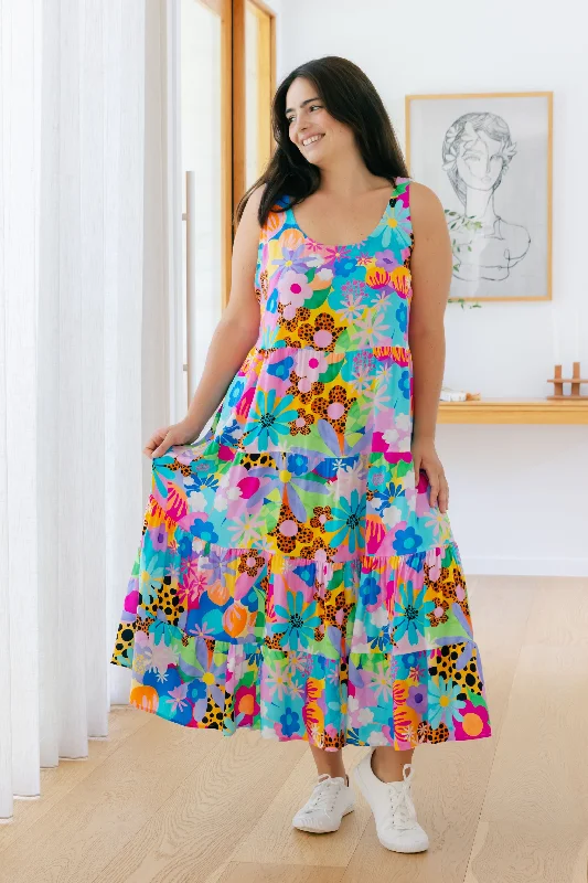 Ronnie Maxi Dress in Floral Fancy by Kasey Rainbow Trendy Maxi Dress with Bow