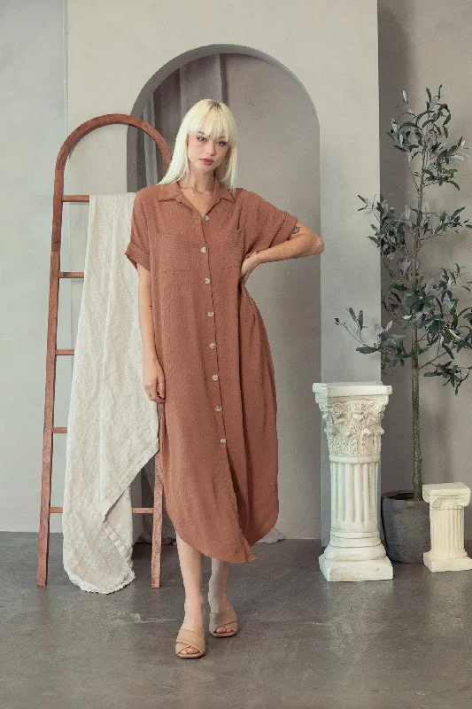 The Chelsea Maxi Dress (Cappuccino) Elegant Maxi Dress with Slit