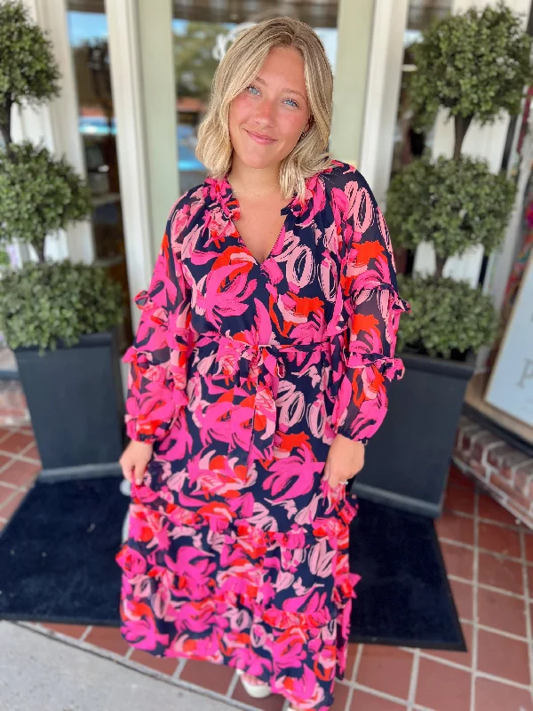 The Portia Maxi Dress in Pink by Mudpie Chic Summer Floral Maxi Dress
