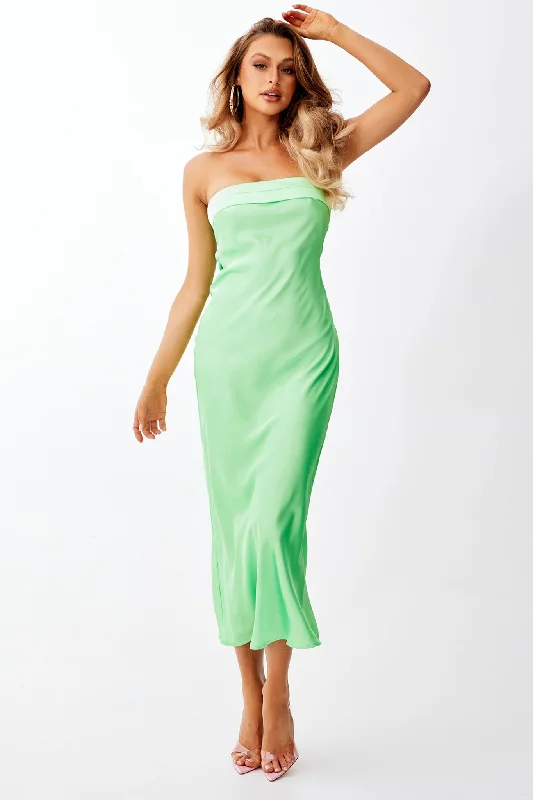 Timeline Maxi Dress - Apple Green Cozy Cold-Shoulder Maxi Dress