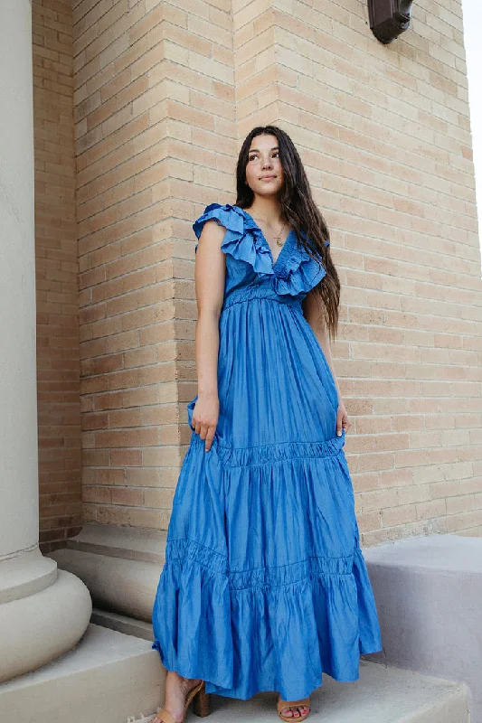 Victoria Ruffle Tiered Maxi Dress Stylish Button-Up Maxi Dress
