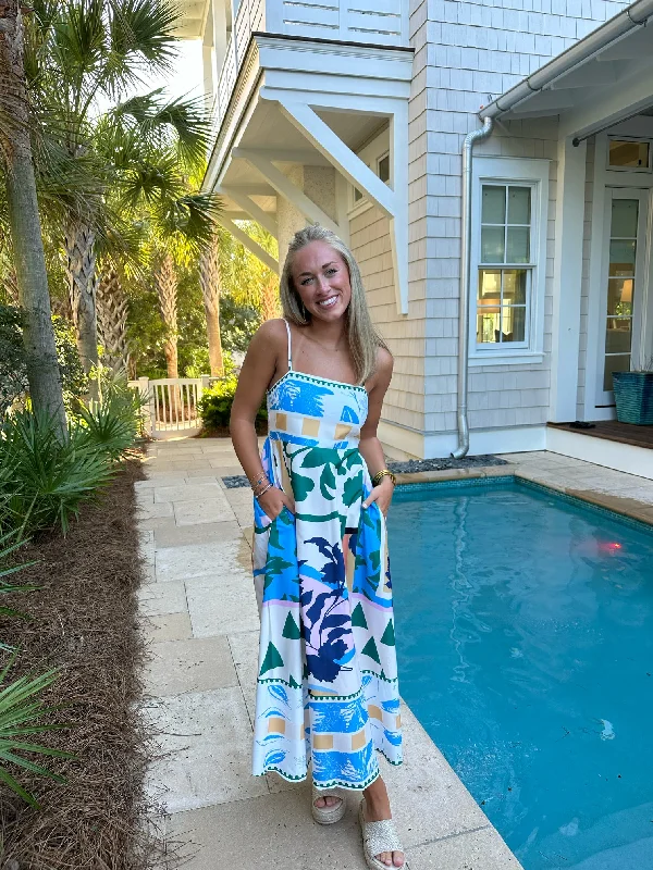 Vienna Maxi Dress - Blue Trendy Ruffled Maxi Dress