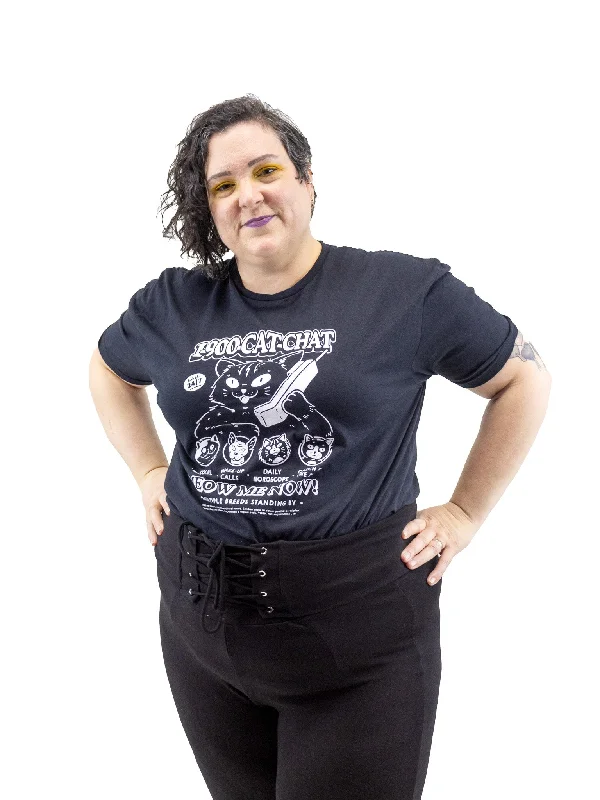 1-900-Cat-Cat T-Shirt Ribbed T-Shirt High Neck Heavyweight