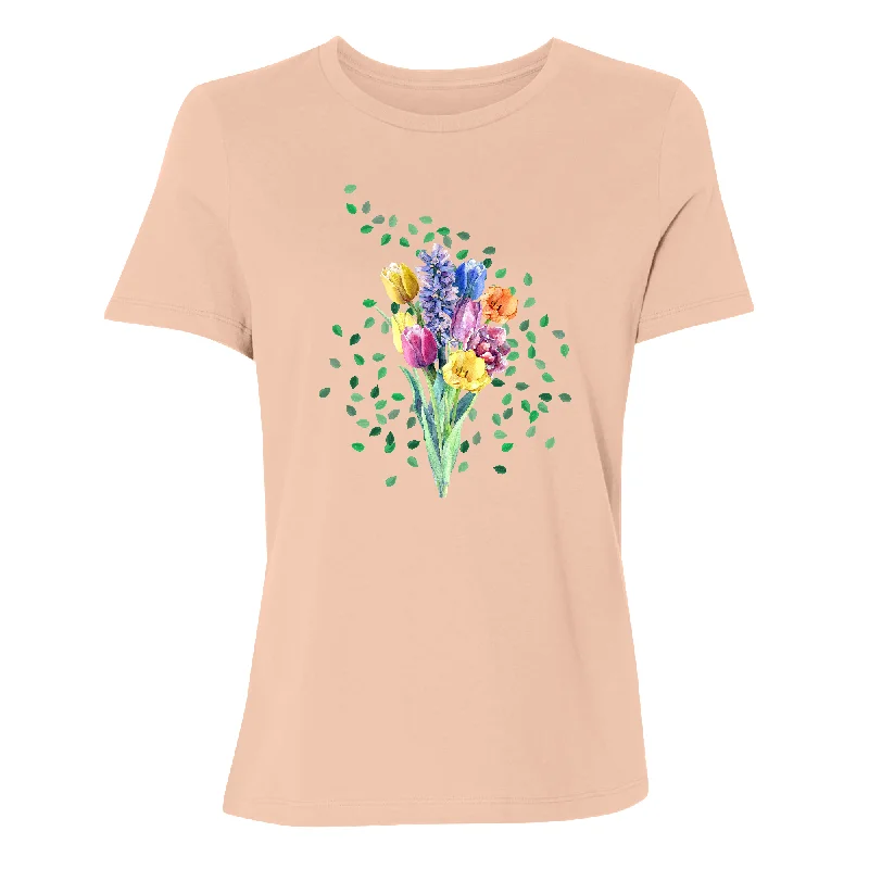 Spring Swirl Women's T-Shirt Layered Multi-layer Single Layer