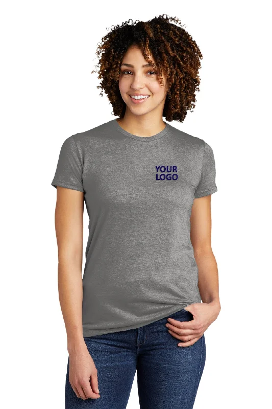 Allmade Women's Tri-Blend Customized Tee, Aluminum Grey Ribbed T-Shirt High Neck Heavyweight