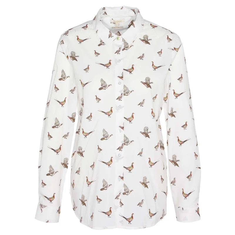 Barbour Safari Ladies Shirt - Grouse Print Embroidered Appliqued Beaded