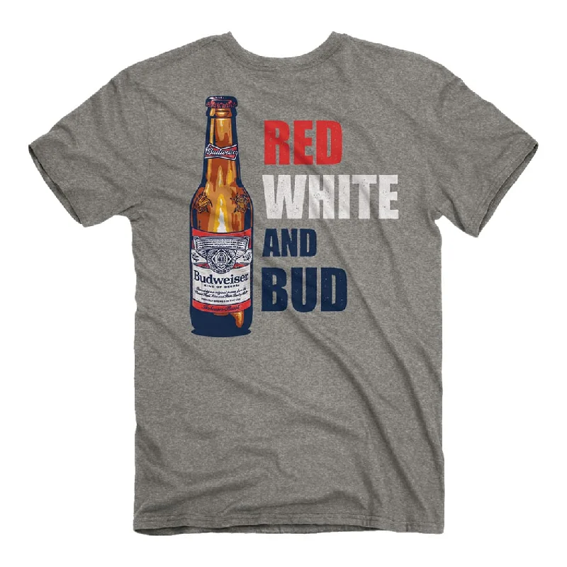 Budweiser - Red, White, and Bud T-Shirt Print Jacquard Patchwork