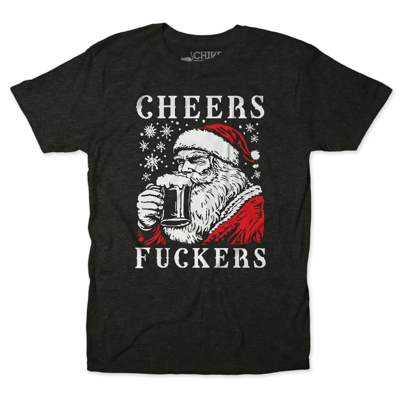 Cheers F*ckers Christmas Edition Unisex Tee Houndstooth Herringbone Solid