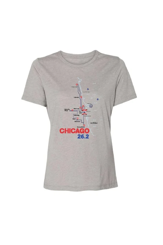 Chicago Map Women's T-shirt Welt Pockets Slit Pockets