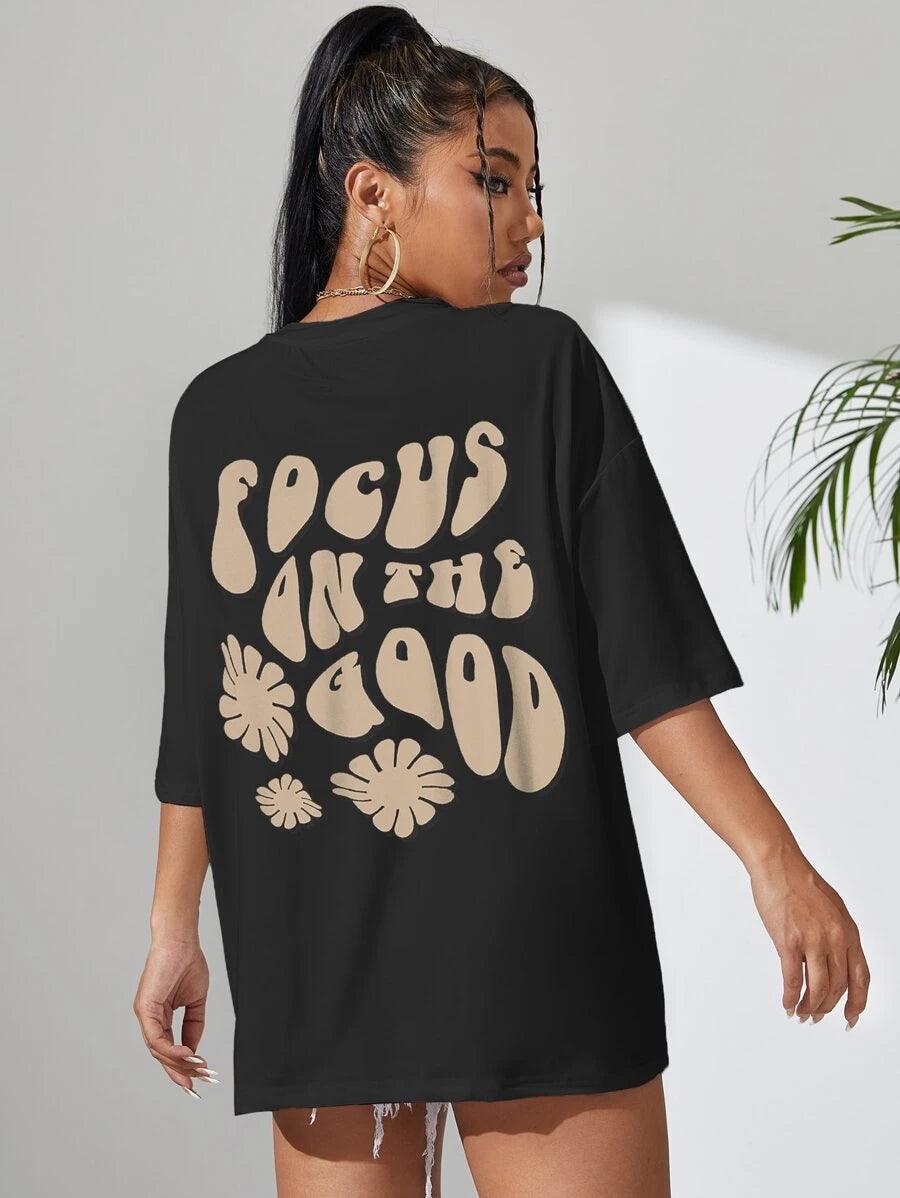 Womens Unisex Over Size Printed Black Color Tshirts Collared Crew Neck Turtle Neck