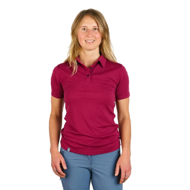 Merino Poloshirt Damen Silk Blend Satin Velvet