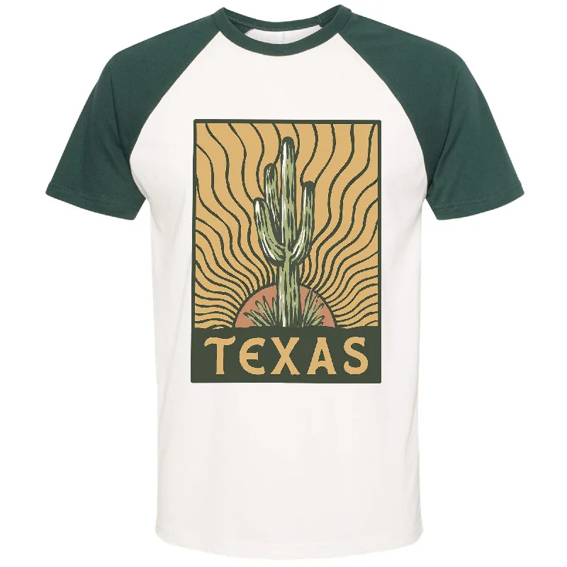 Desert Sunset Texas Raglan Tee Graphic T-Shirt Round Neck Polyester