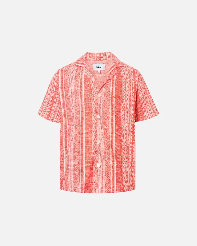 Encinitas Shirt Red Striped Floral Plaid