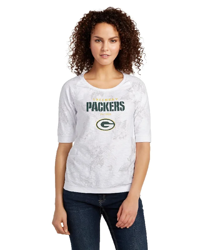 Green Bay Packers Womens Floral Blitz T-Shirt Handmade Hand-knitted Hand-woven