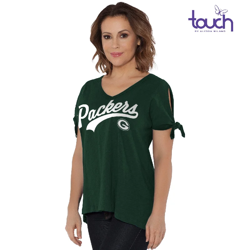 Green Bay Packers Touch First String Women's Tee Asymmetrical Pockets Print