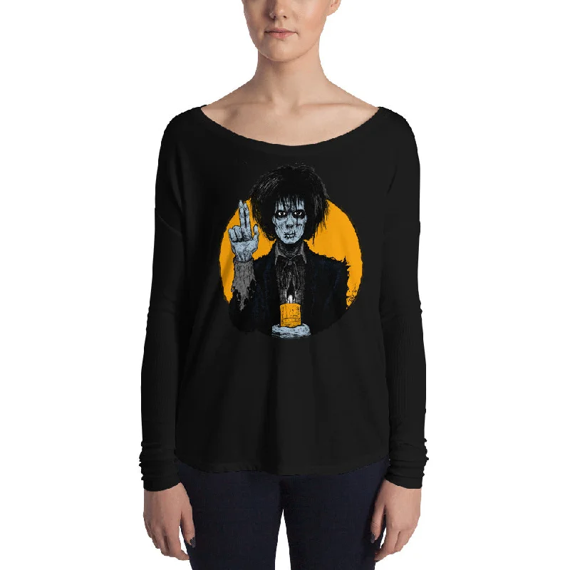 Halloween Saints - ALT - Billy Butcherson Ladies' Long Sleeve Tee Beaded Sequined Faux Fur
