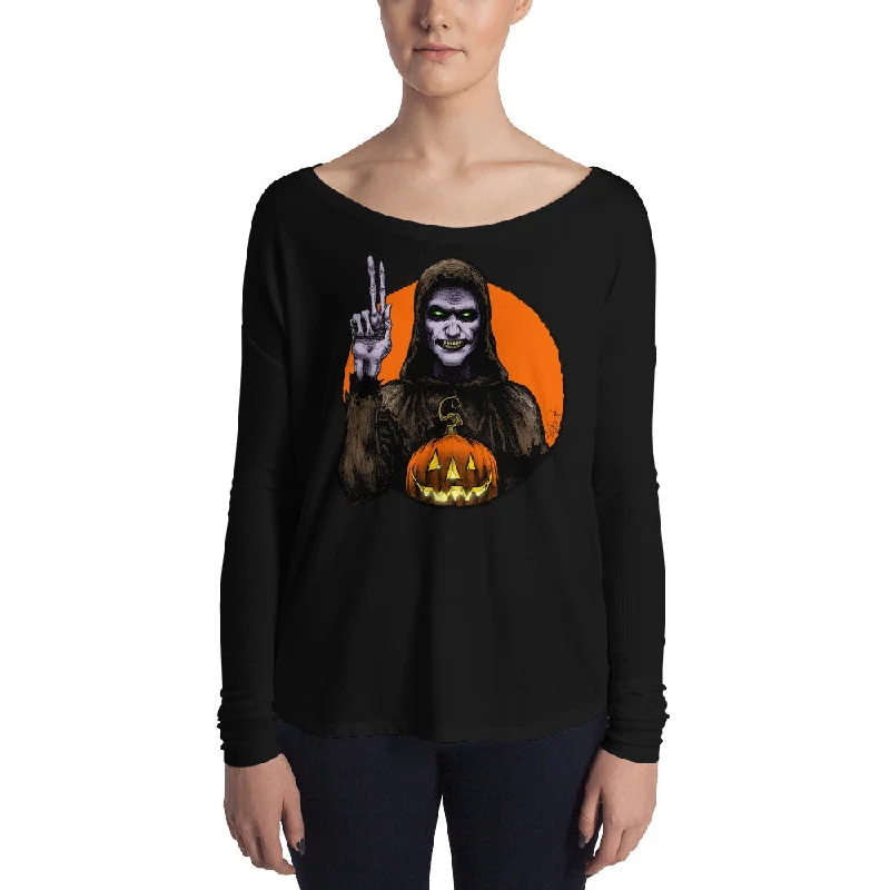 Halloween Saints - ALT - Moundshroud Ladies' Long Sleeve Tee Embroidered Appliqued Beaded