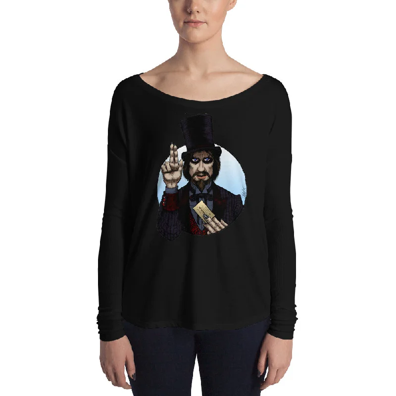 Halloween Saints - ALT - Mr. Dark Ladies' Long Sleeve Tee Welt Pockets Slit Pockets