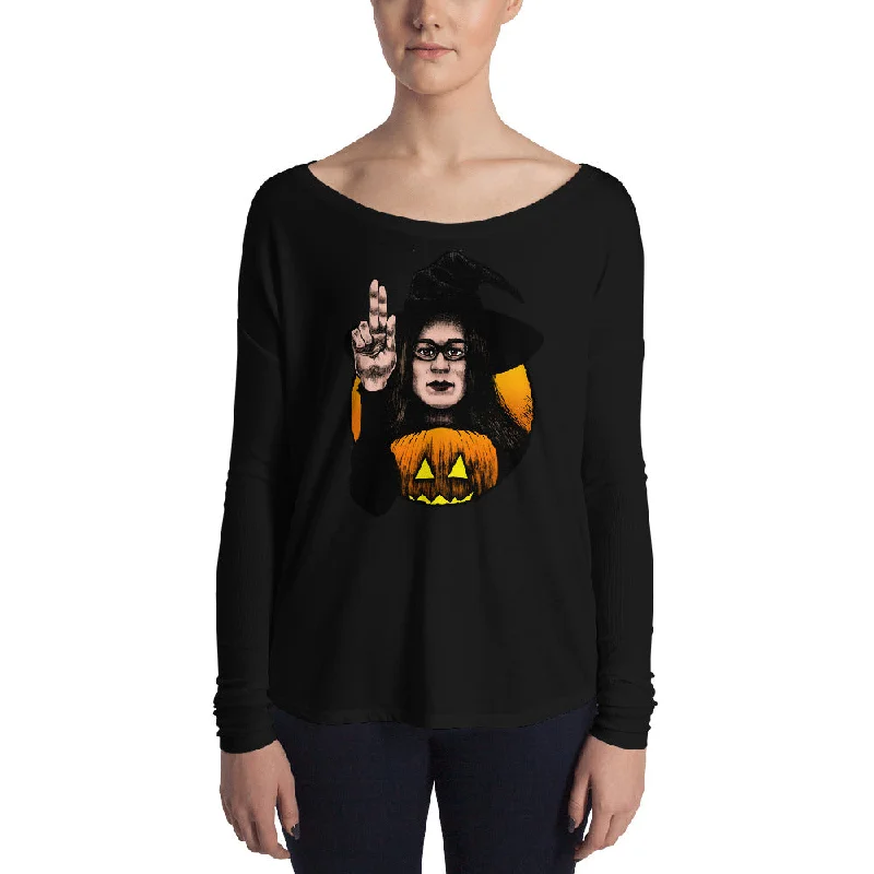 Halloween Saints Series 2 - ALT - Rhonda Ladies' Long Sleeve Tee Striped Floral Plaid