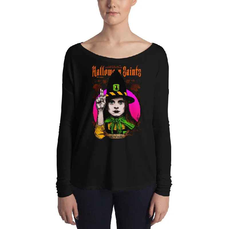 Halloween Saints Series 2 - Mildred Hubble Ladies' Long Sleeve Tee Collared Crew Neck Turtle Neck