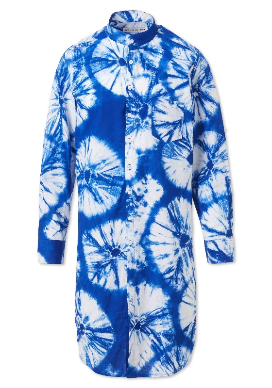 Hand-Batik Cotton Stanley Shirt Hooded Caped Shawl Collar