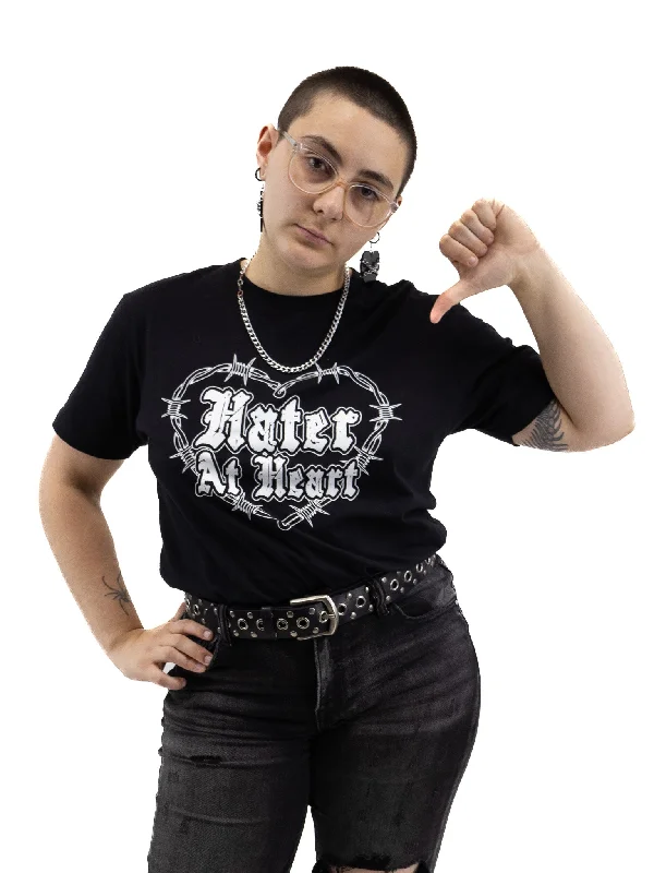 Hater at Heart Unisex T-Shirt V-Neck T-Shirt Long Sleeve Cotton