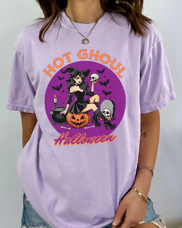 Hot Ghoul Halloween Shirt, Halloween Witch TShirt Polka Dot Checkered Tartan