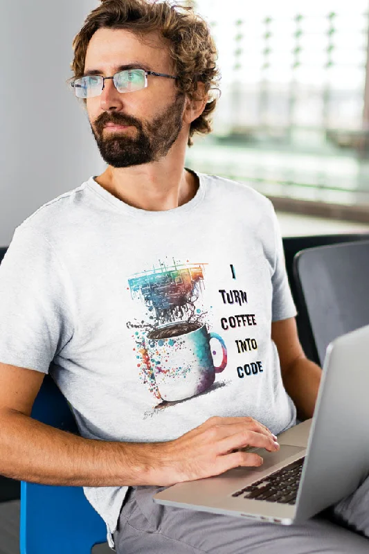 I turn coffee into code - Classic Unisex T-shirt Welt Pockets Slit Pockets Flap Pockets