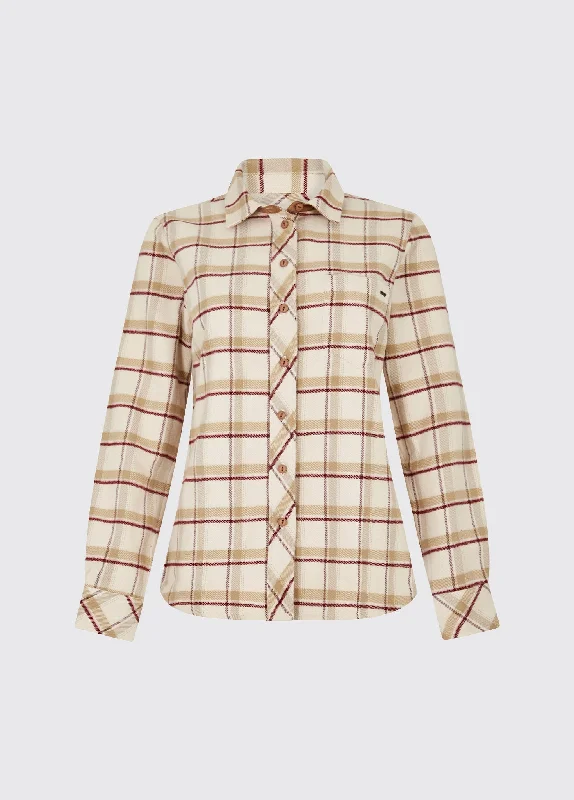 Japonica Check Shirt - Cream Fleece Fabric Down Fabric Feather Fabric