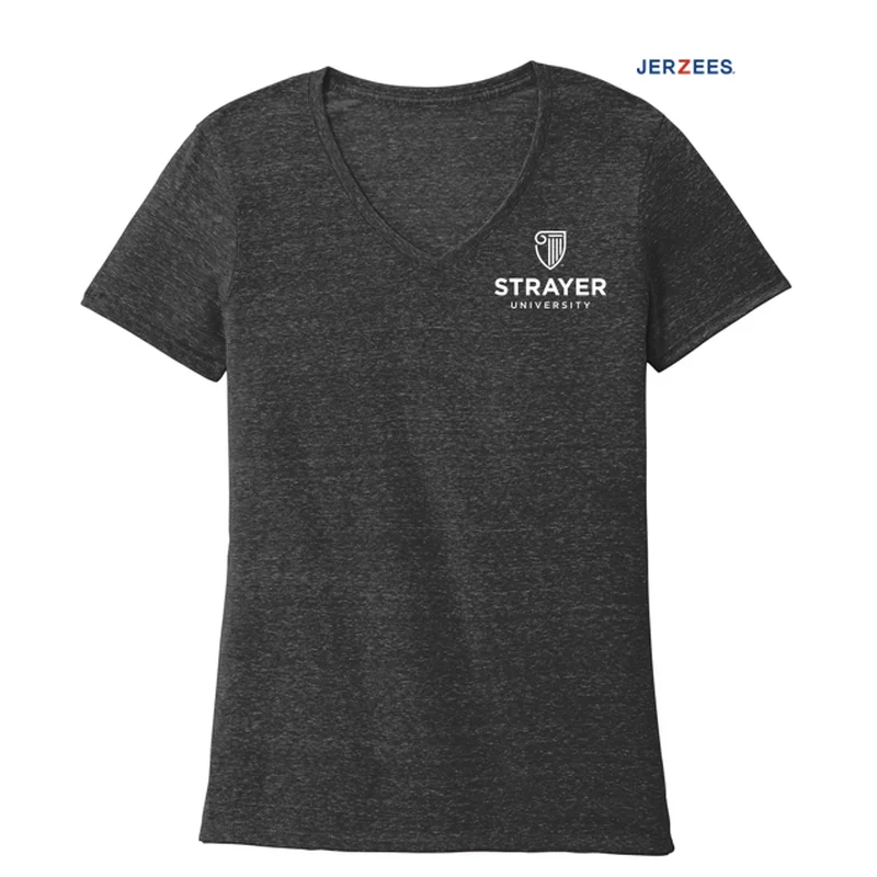 NEW STRAYER JERZEES ® Ladies Snow Heather Jersey V-Neck T-Shirt-BLACK INK Fitted T-Shirt Seamless Stretchy NEW STRAYER JERZEES ® Ladies Snow Heather Jersey V-Neck T-Shirt-BLACK INK Fitted T-Shirt Seamless Stretchy