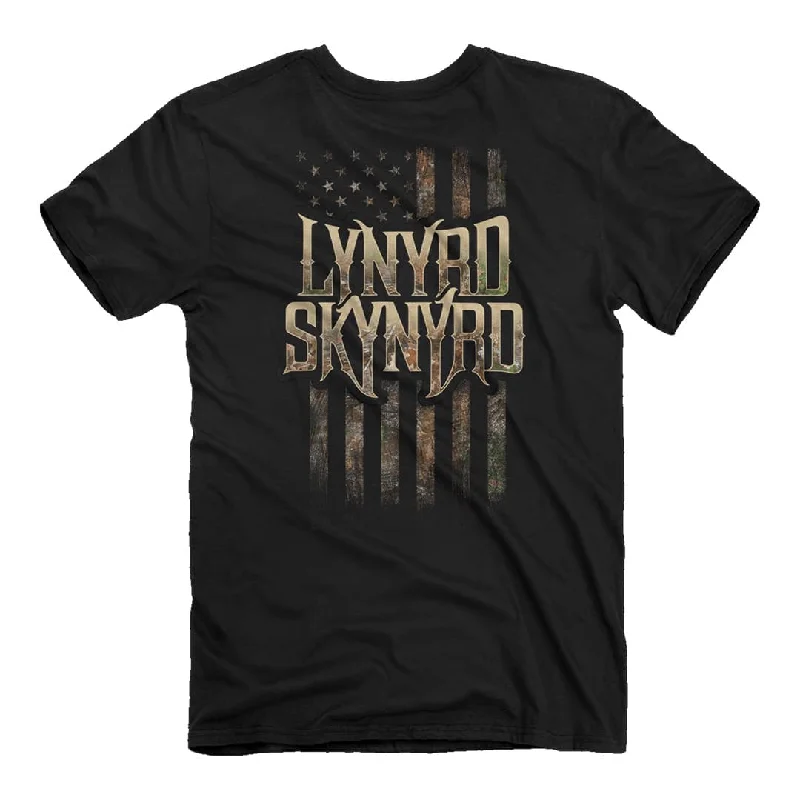 Lynyrd Skynyrd - Camo Flag T-Shirt Graphic Embroidered Appliqued