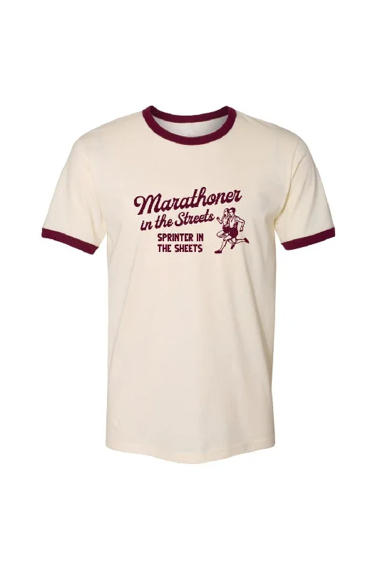 Marathoner In The Streets T-Shirt Cotton Fabric Linen Fabric Terry Fabric