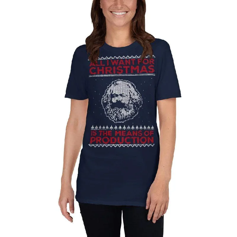 Marx - All I Want For Christmas Is The Means Of Production - Premium T-Shirt Welt Pockets Slit Pockets Flap Pockets