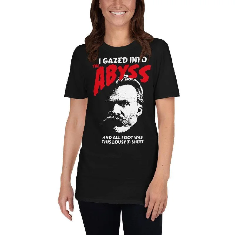 Nietzsche - I Gazed Into The Abyss - Premium T-Shirt Hooded Caped Shawl Collar