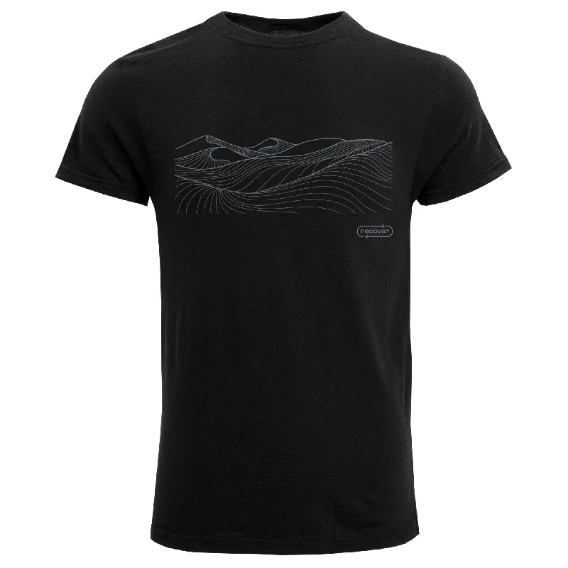 OG100 - Mountain Lines Organic Unisex Short Sleeve T-Shirt Notch Collar Peter Pan Collar Cowl Neck