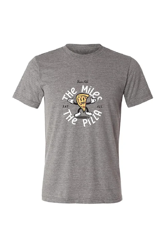Run All The Miles, Eat All The Pizza T-Shirt Graphic Embroidered Appliqued
