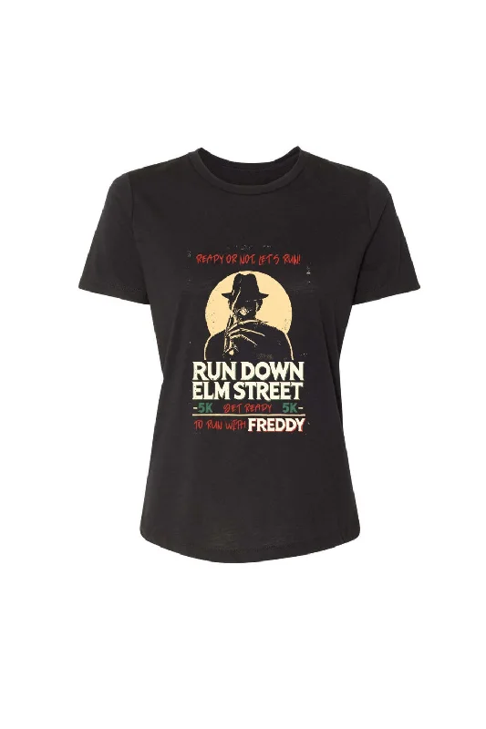 Run Down Elm Street Women's T-shirt Notch Collar Peter Pan Collar Cowl Neck