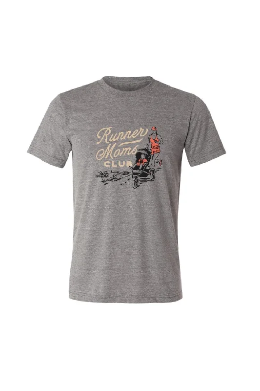 Runner Moms Club Unisex T-Shirt Notch Collar Peter Pan Collar Cowl Neck