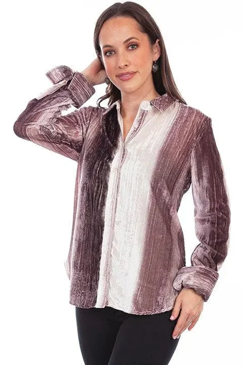 Honey Creek Velvet - Women"s Long Sleeve Shirt Rayon Velvet Corduroy