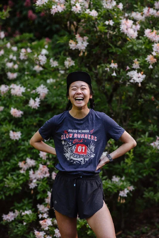 Slow Runners Club Women's T-shirt Welt Pockets Slit Pockets Flap Pockets