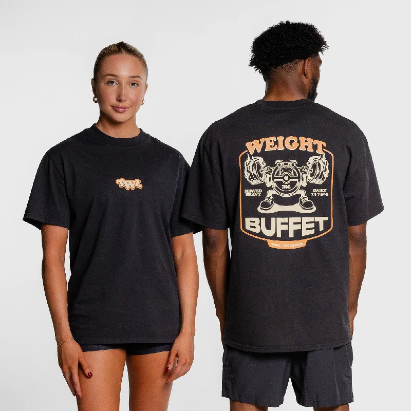 TWL - LIFESTYLE OVERSIZED T-SHIRT - WEIGHT BUFFET - FADED BLACK Graphic T-Shirt Round Neck Polyester