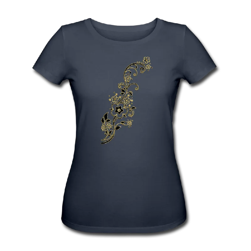 WOMEN'S BLACK & GOLD ORGANIC COTTON T-SHIRT Machine Wash Dry Clean Hand Wash