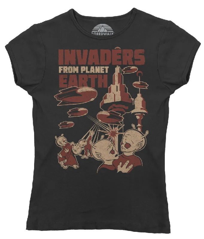 Women's Invaders From Earth T-Shirt - By Ex-Boyfriend Print Jacquard Patchwork