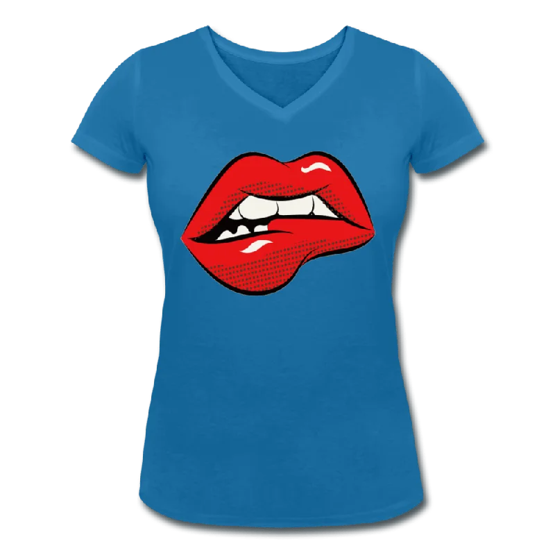 WOMENS KISS ORGANIC V-NECK T-SHIRT Terry Blend Velvet Blend Canvas Blend