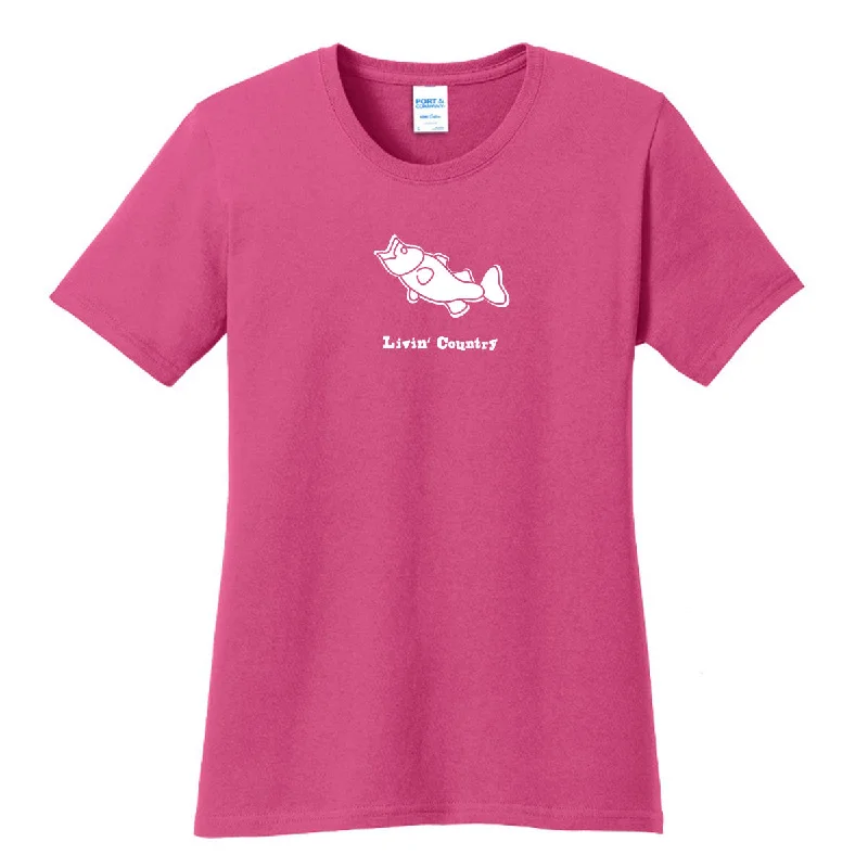 Women's Livin' Country Bass T-shirt Mesh Blend Leather Blend Suede Blend