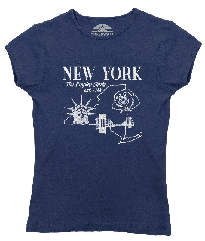 Women's Retro New York T-Shirt Vintage State Pride Wool Fabric Cashmere Fabric Tweed Fabric
