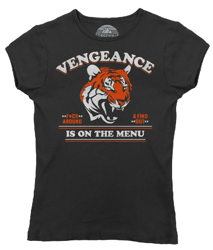 Women's Vengeance is On The Menu T-Shirt Jersey Fabric Tulle Fabric Batik Fabric