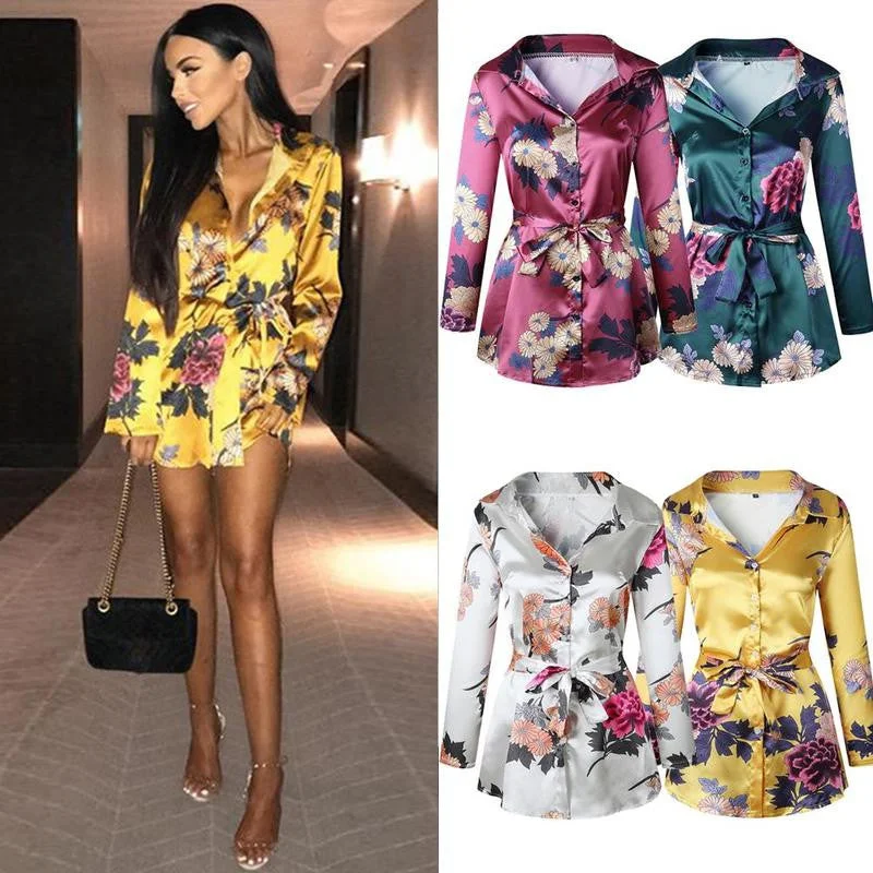 2018 Women Floral Lace Deep V neck Women Sexy Mini Dress Bodycon Dresses Shirt Dress Stylish Puff Sleeve Mini Dress