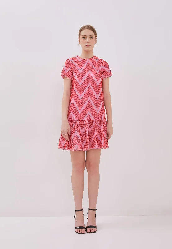3D TENUN Fuschia Mini Dress Comfortable Boho Mini Dress