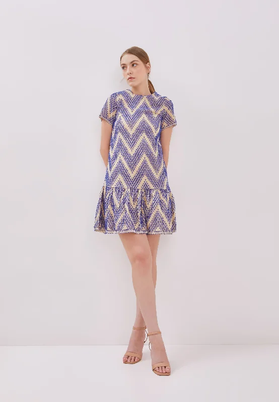 3D TENUN Blue Mini Dress Classic Black Mini Dress